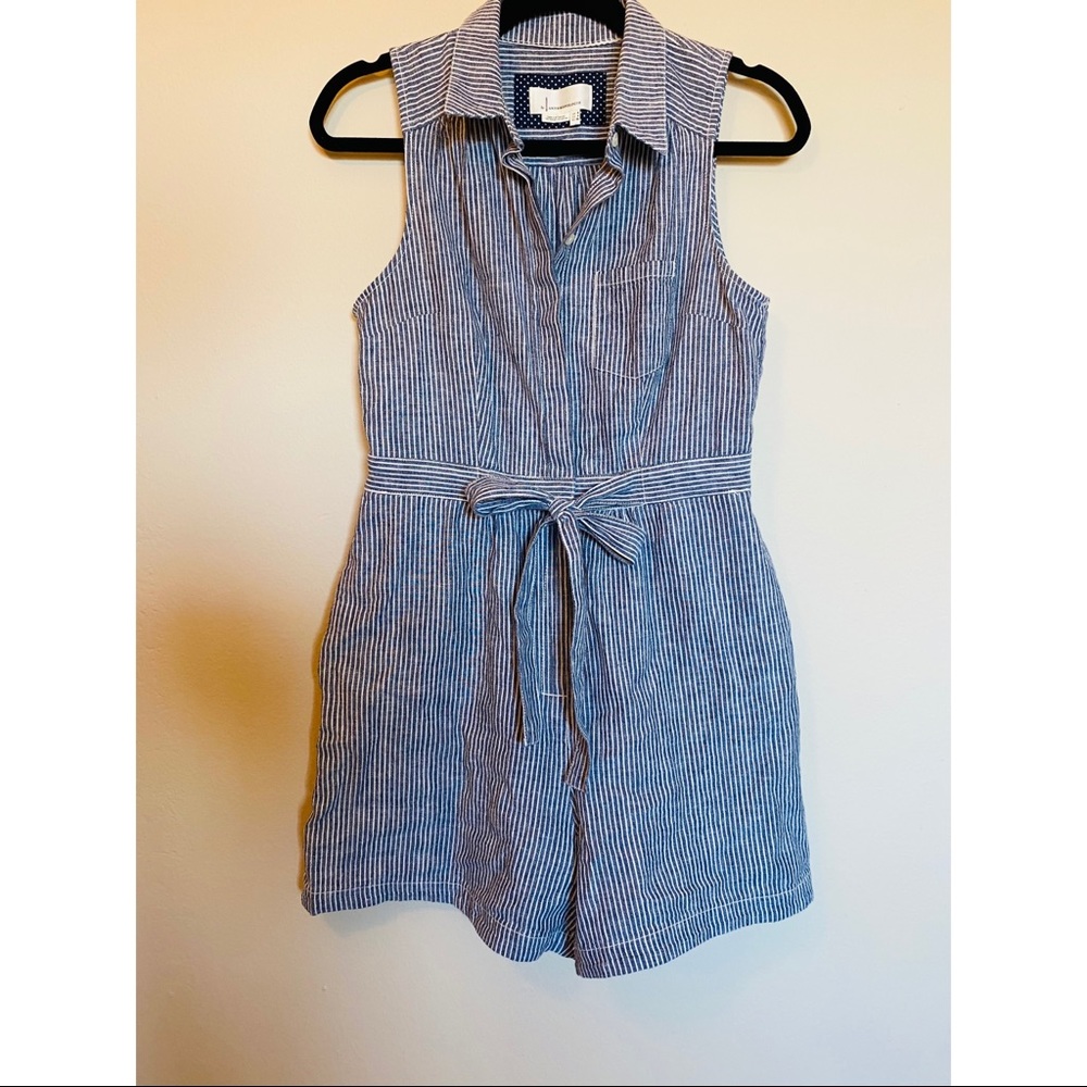 Anthropologie Linen Striped Romper